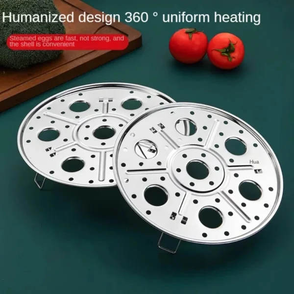 Round Stainless Steel Steamer with Water Separation Design - Image 2